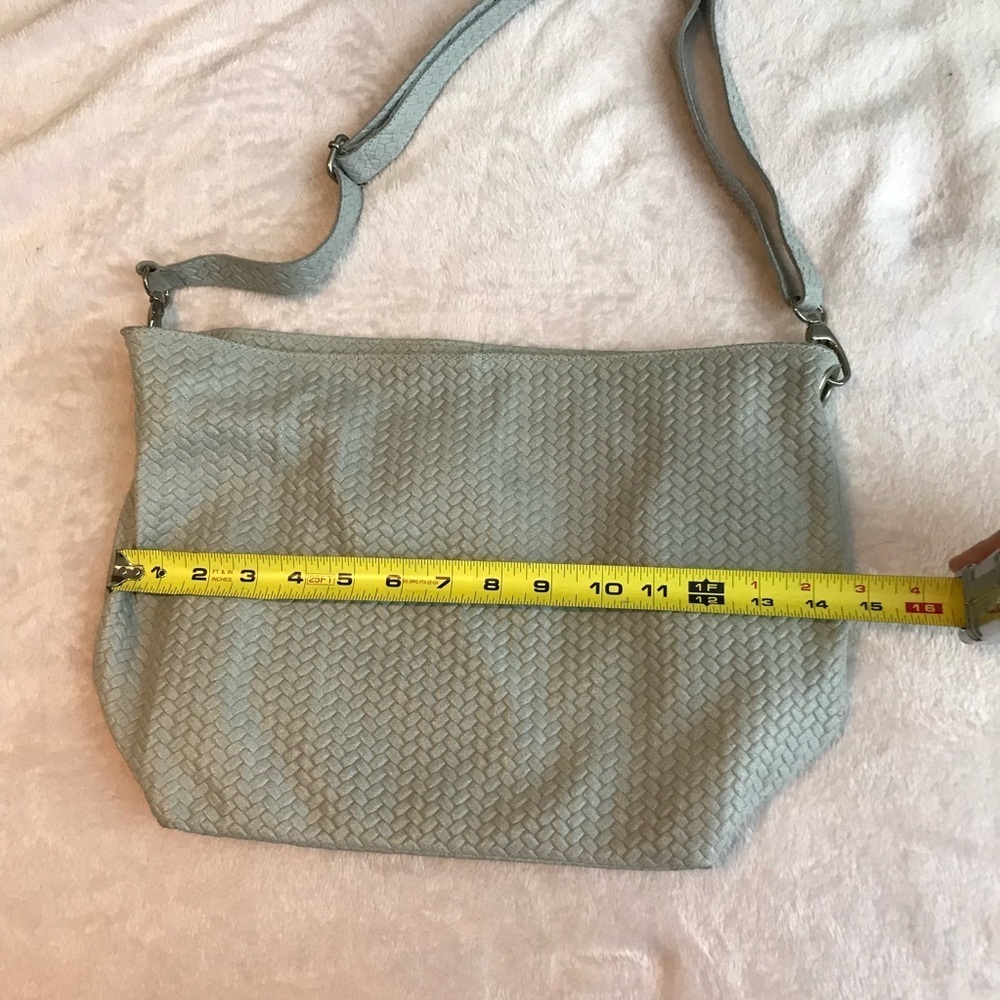 BORSE IN PELLE Genuine Leather Made in Italy Purse shoulder Bag Gray Woven - Picture 12 of 15